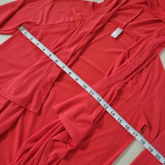 Old Navy Intimates Women's Red Orange Hooded Waterfall Long Sleeve Cardigan - Picture 3 of 11